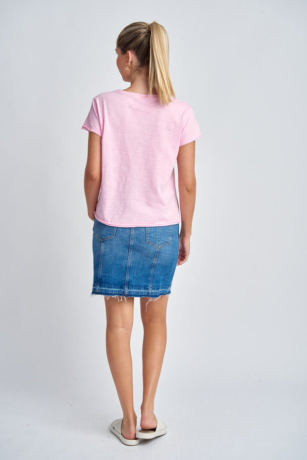 CLOTH PAPER SCISSORS - Lolly Pink Short Crew Neck Tee - C1384