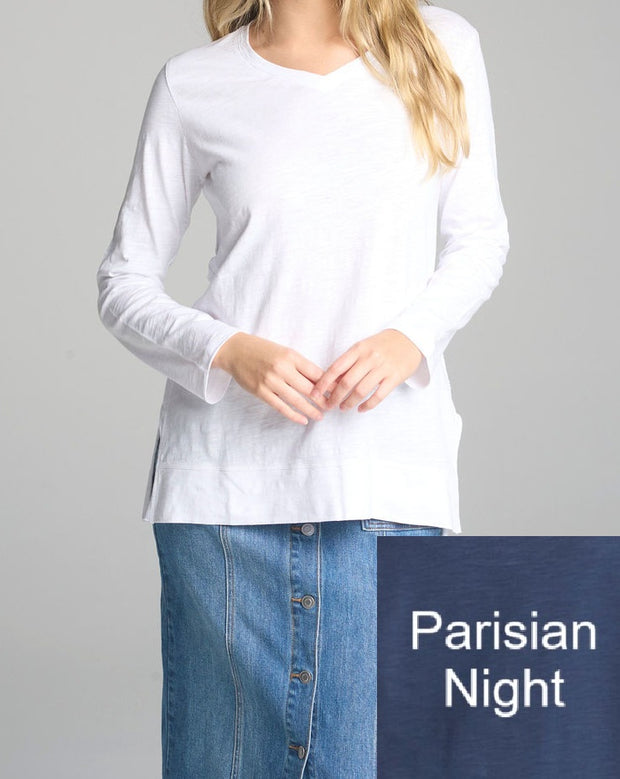 CLOTH PAPER SCISSORS - Parisian Night Basic V Split Hem Tee - C1391