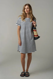 CLOTH PAPER SCISSORS - White/Parisian Navy Stripe Raglan Dress - C1625-26