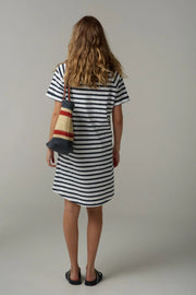 CLOTH PAPER SCISSORS - White/Parisian Navy Stripe Raglan Dress - C1625-26