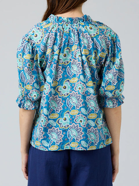 CAKE - Folk Flowers Tie Neck Blouse - 59024