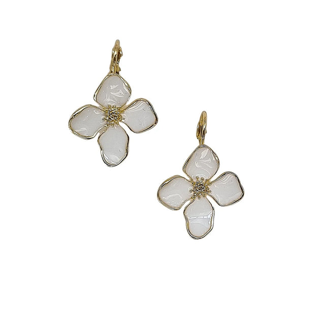 ZODA - French Clip Flower Earring White - SE24454W