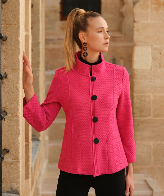 DOLCEZZA - Fuchsia Quilted Knit Jacket - 74214