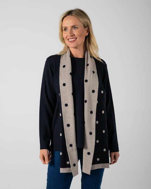 SEE SAW - Navy/Wheat Spot Scarf - SW1005