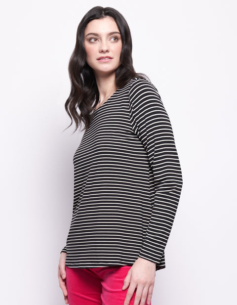 FOIL - Black Stripe Swing of Beauty Top - FO8160