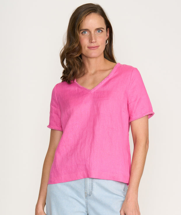 FOIL - Hot Pink V Benefits Top - FO8315