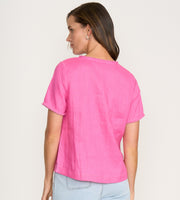 FOIL - Hot Pink V Benefits Top - FO8315