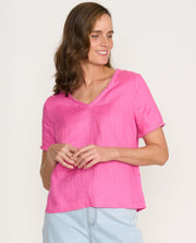 FOIL - Hot Pink V Benefits Top - FO8315