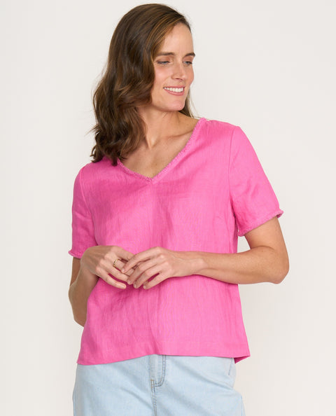 FOIL - Hot Pink V Benefits Top - FO8315
