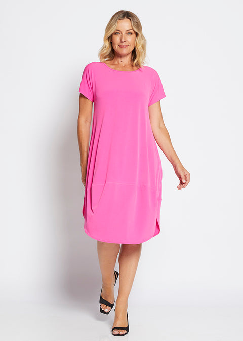 PHILOSOPHY - Neon Pink Drape T Dress