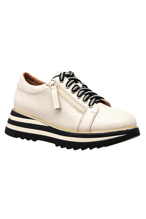 ALFIE & EVIE - Hosting Cream Leather Platform Sneaker