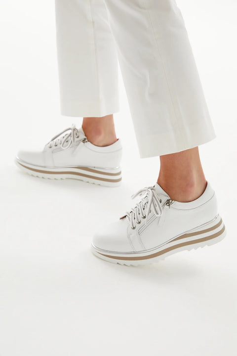 ALFIE & EVIE - Hosting White Leather Platform Sneaker