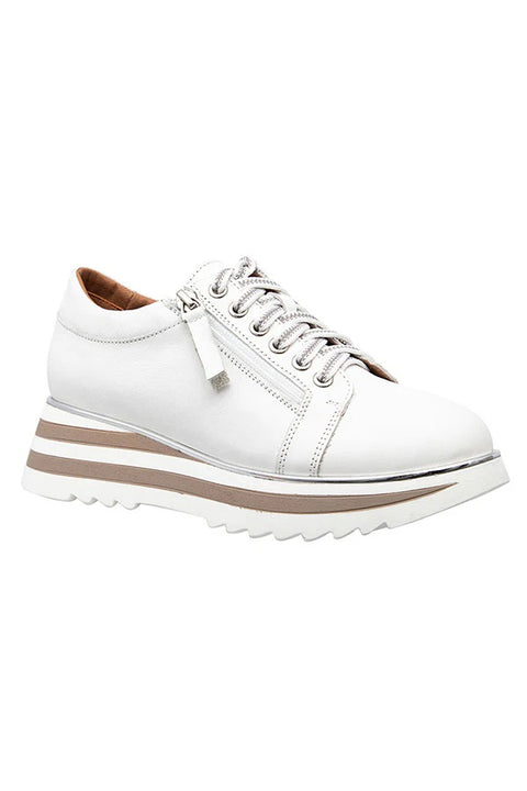 ALFIE & EVIE - Hosting White Leather Platform Sneaker