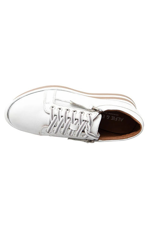 ALFIE & EVIE - Hosting White Leather Platform Sneaker