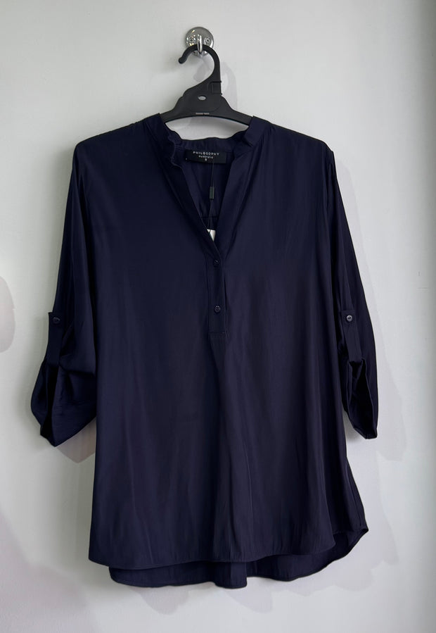 PHILOSOPHY - Navy India Long Sleeve Nehru Tunic