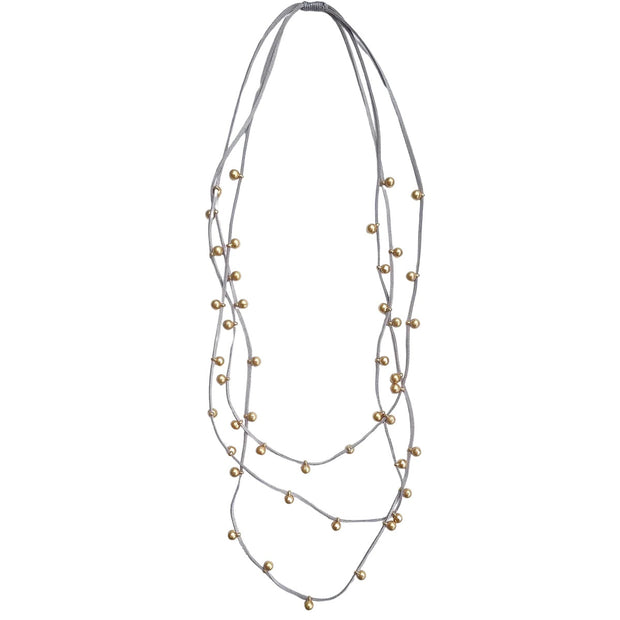 ZODA - Emaline Multi Row Grey Necklace Gold - KN236856