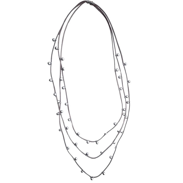 ZODA - Emaline Multi Row Silver Necklace - KN236857