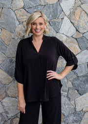 PHILOSOPHY - Black 3/4 Sleeve Nehru Tunic