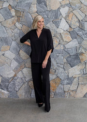 PHILOSOPHY - Black 3/4 Sleeve Nehru Tunic