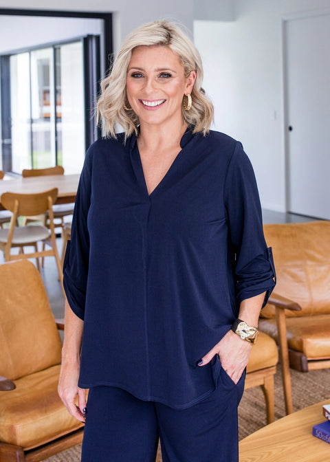 PHILOSOPHY - Ink 3/4 Sleeve Nehru Tunic