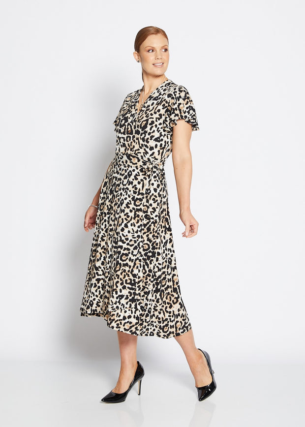 PHILOSOPHY - Leopard Florida Short Sleeve Wrap Dress
