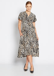 PHILOSOPHY - Leopard Florida Short Sleeve Wrap Dress