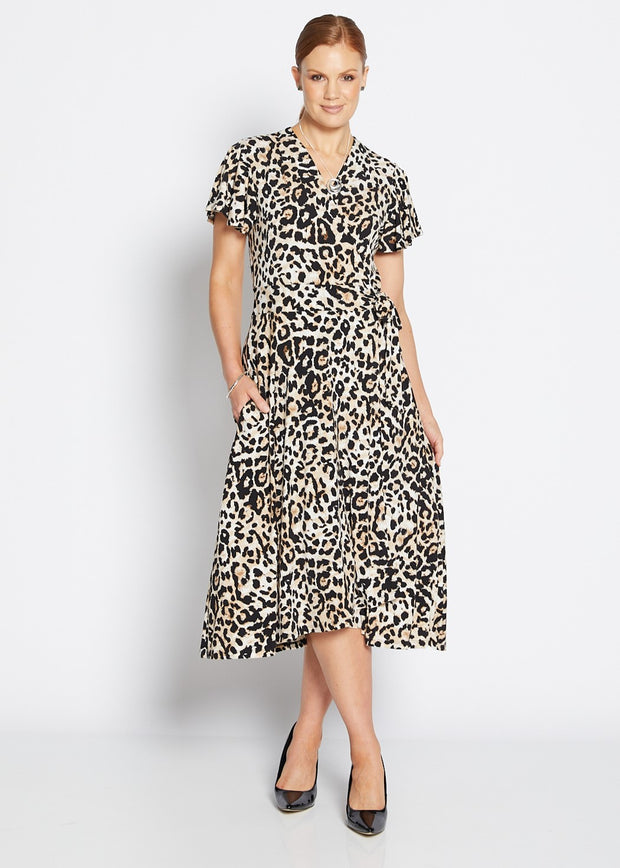 PHILOSOPHY - Leopard Florida Short Sleeve Wrap Dress