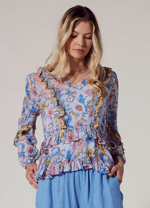 LOOBIES STORY - Anacapri Blouse in Ecru Multi - LS2716