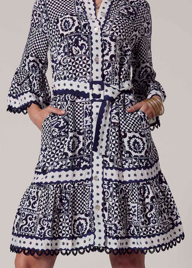 LOOBIES STORY - Athena Dress in Indigo Multi - LS2719A