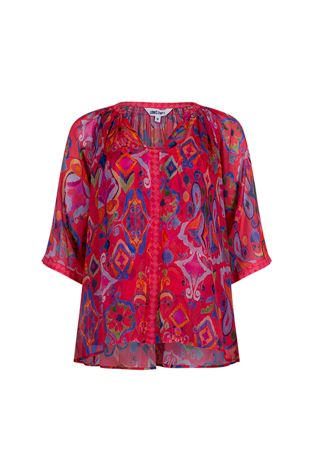 LOOBIES STORY - Festive Blouse in Rouge Multi - LS2807