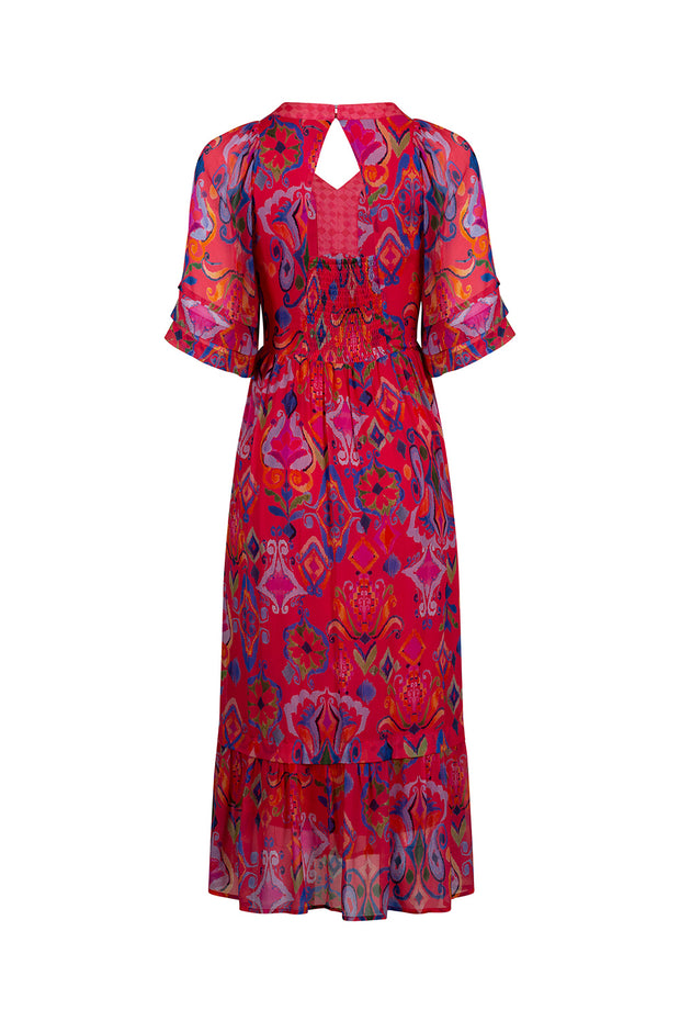 LOOBIES STORY - Festive Midi Dress in Rouge Multi - LS2809