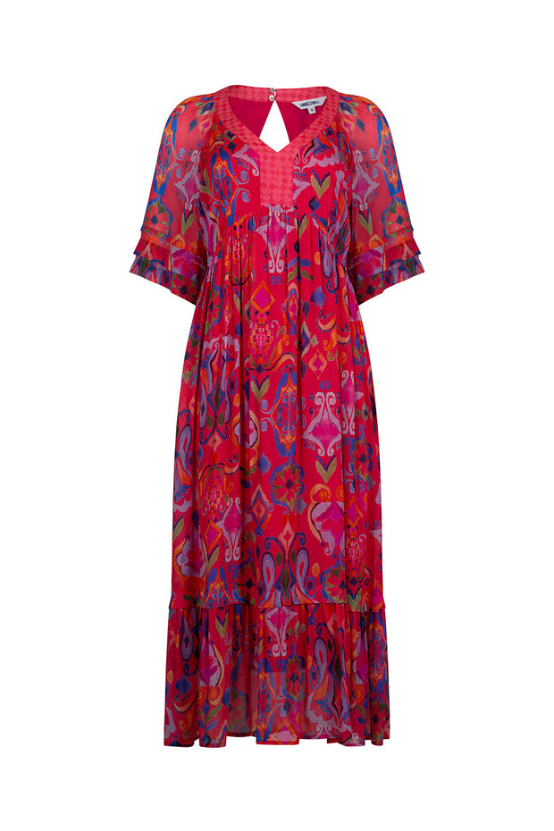 LOOBIES STORY - Festive Midi Dress in Rouge Multi - LS2809