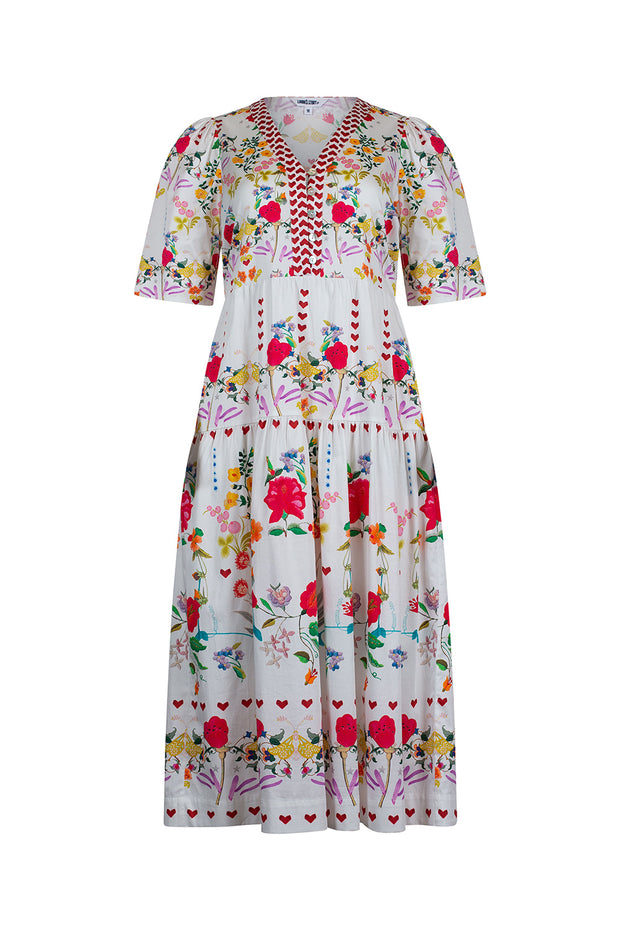 LOOBIES STORY - Harmonia Midi Dress in White Multi - LS2812