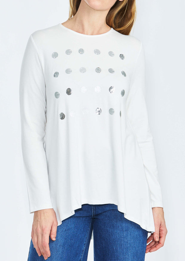 PING PONG - Ivory Silver Sequin Spot Top - 565205