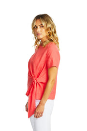 PING PONG - Coral Jasmine Linen Knot Top - P575363