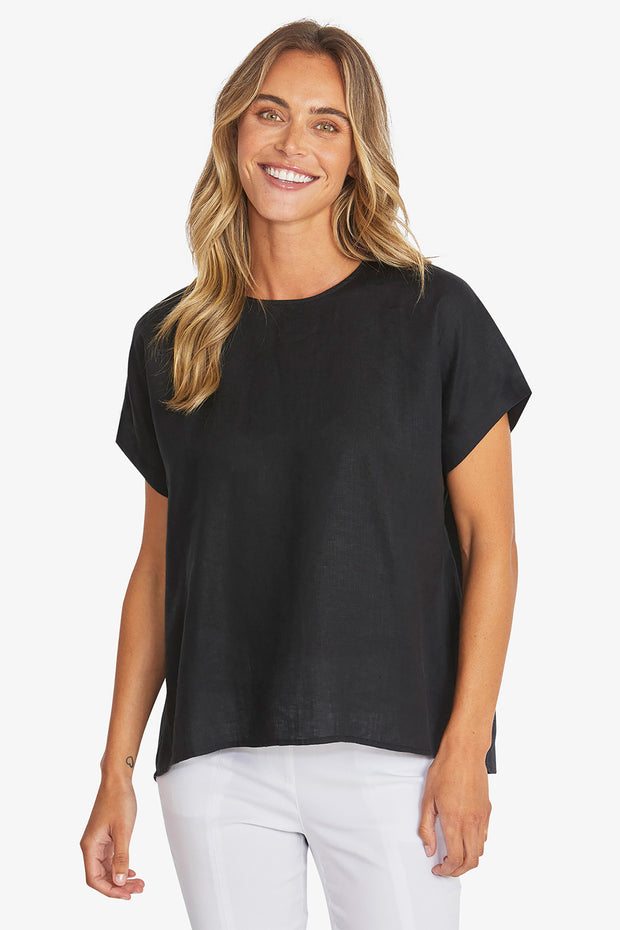PING PONG - Black Misty Linen Top - P595341