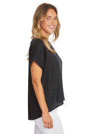PING PONG - Black Misty Linen Top - P595341