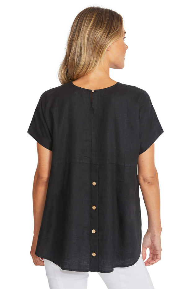 PING PONG - Black Misty Linen Top - P595341