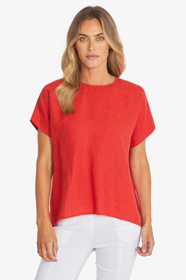 PING PONG - Chilli Misty Linen Top - P595341