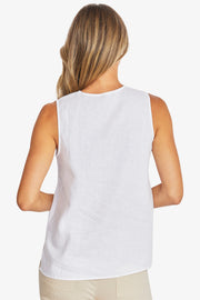 PING PONG - White Linen Sleeveless Top - P595342
