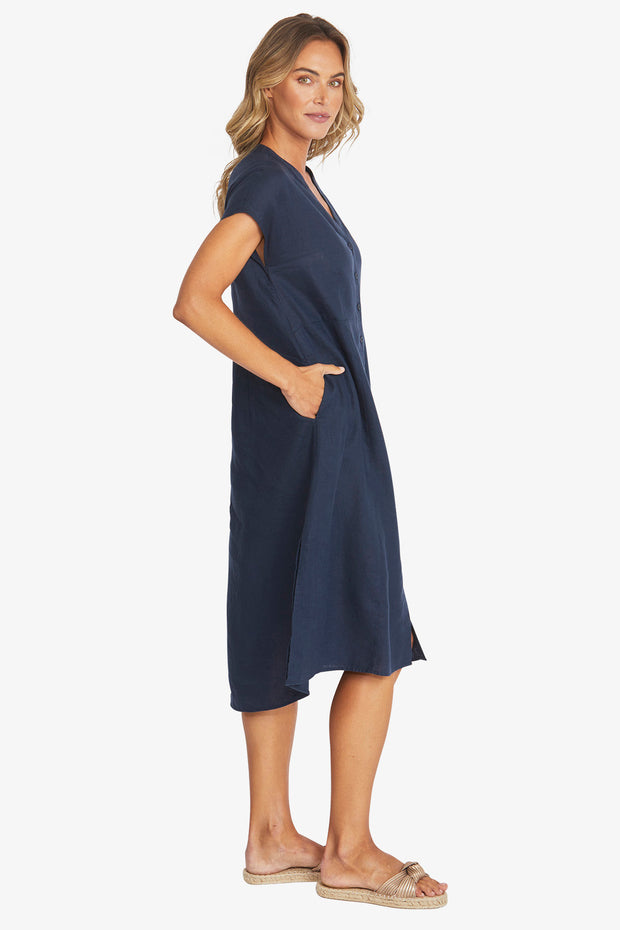 PING PONG - French Navy Sammy Linen Dress - P595544