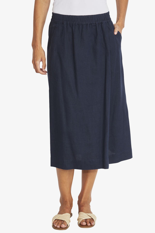 PING PONG - French Navy Ava Linen Skirt - P595608