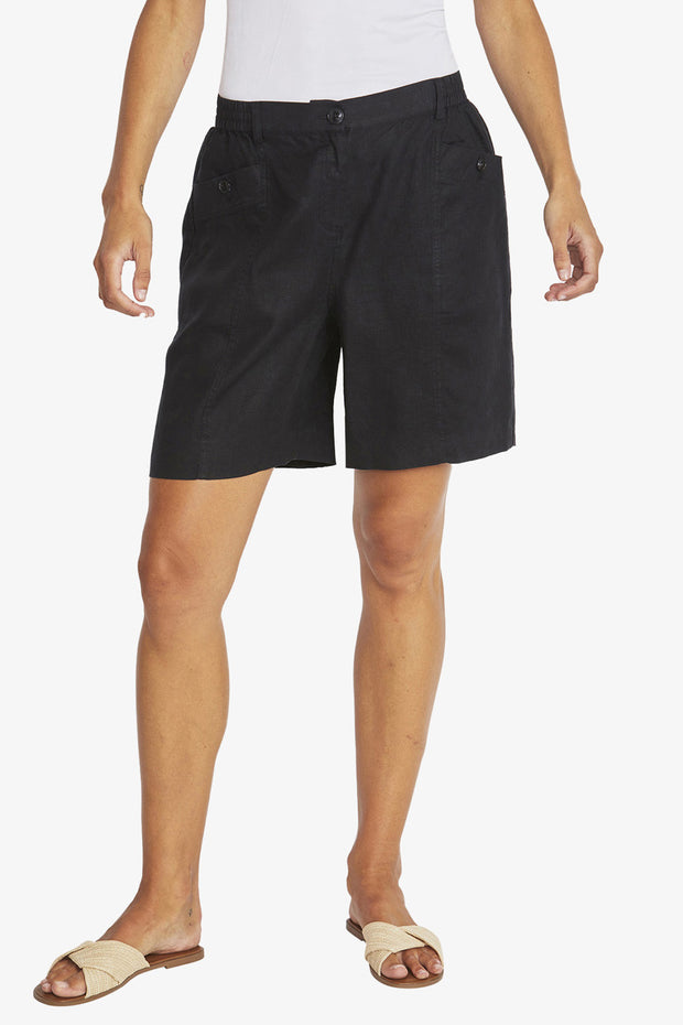 PING PONG - Black Dylan Linen Shorts - P595804