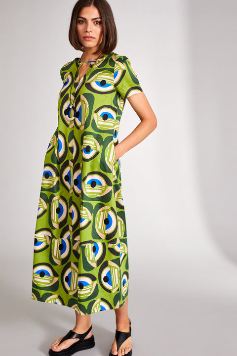 PERUZZI - Green Retro Print Dress - S24104