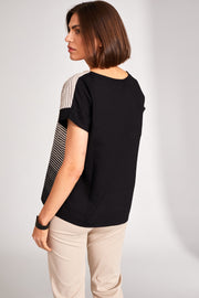 PERUZZI - Black/Sand Graded Stripe Top - S24160