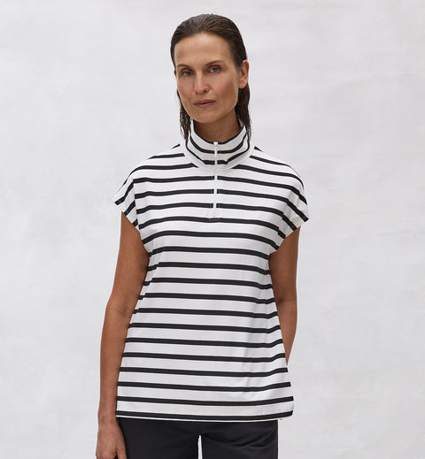 MELA PURDIE - White/Black Stripe Half Zip Shell - F532 8463