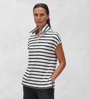 MELA PURDIE - White/Black Stripe Half Zip Shell - F532 8463