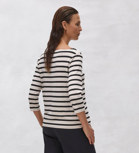 MELA PURDIE - Bisque/Black Stripe Relaxed Boat Neck - F532 2630