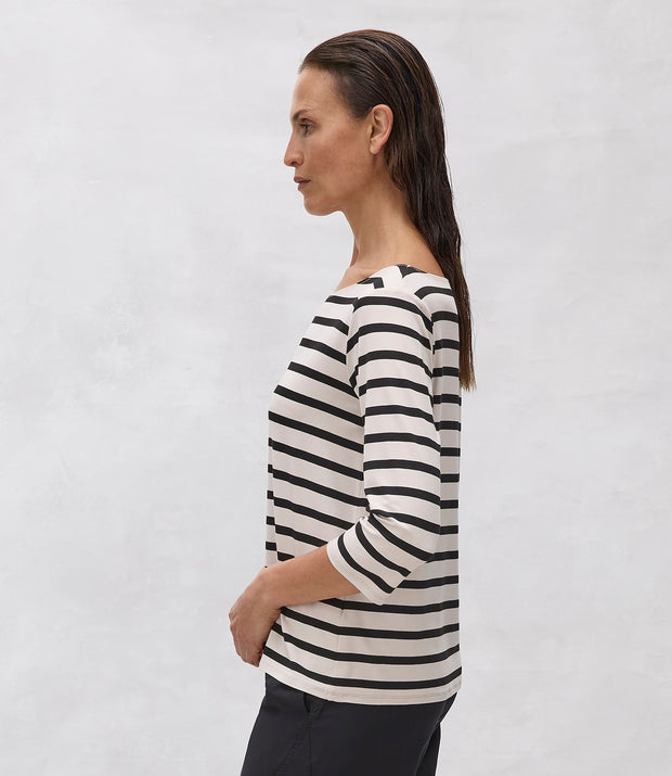 MELA PURDIE - Bisque/Black Stripe Relaxed Boat Neck - F532 2630