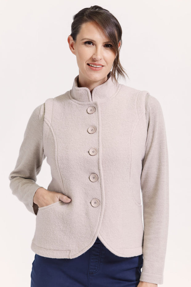 SEE SAW - Stone Boiled Wool High Collar Vest - SW950